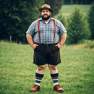 Man in Bavarian Attire Outdoors