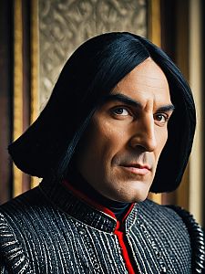 Portrait of a Man with Short Black Hair and Dark Garment