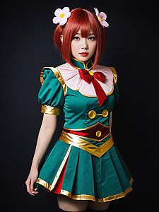 Woman Cosplay Wearing Blossom PPGZ Costume Realistic Photo