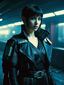 Woman in Blade Runner Joi Costume Cyberpunk Cosplay Photo