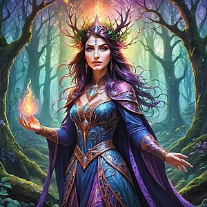 Mystical Woman in Enchanted Forest