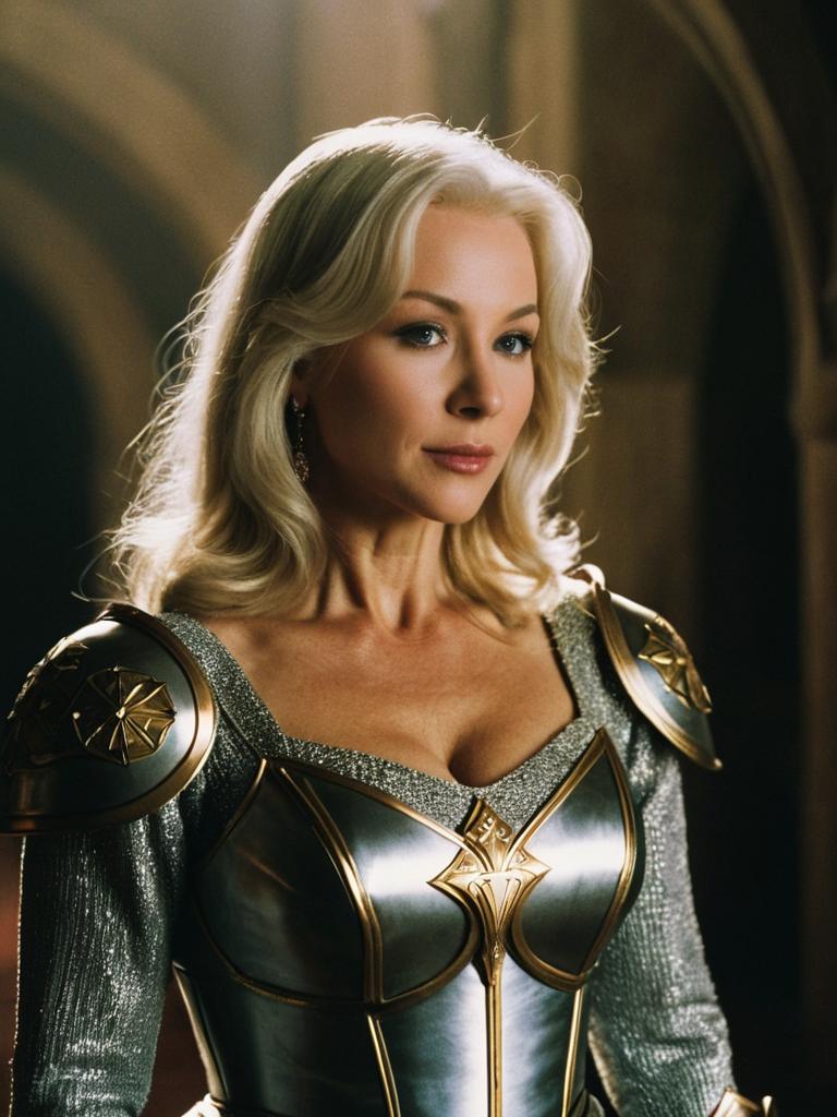 Woman in Excalibur-Inspired Medieval Fantasy Armor Costume