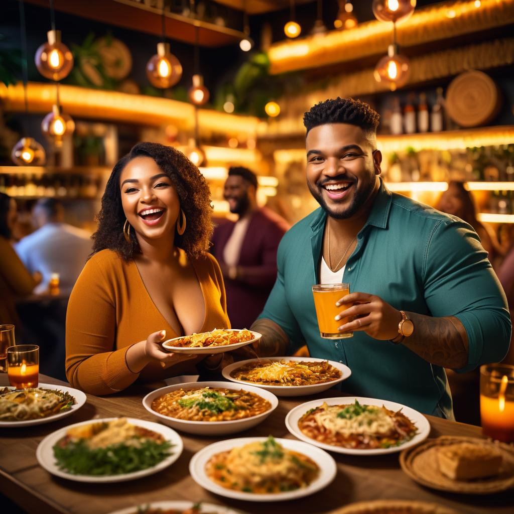 Joyful Couple Dining at Restaurant