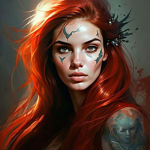 Portrait of a Woman with Red Hair and Amber Eyes
