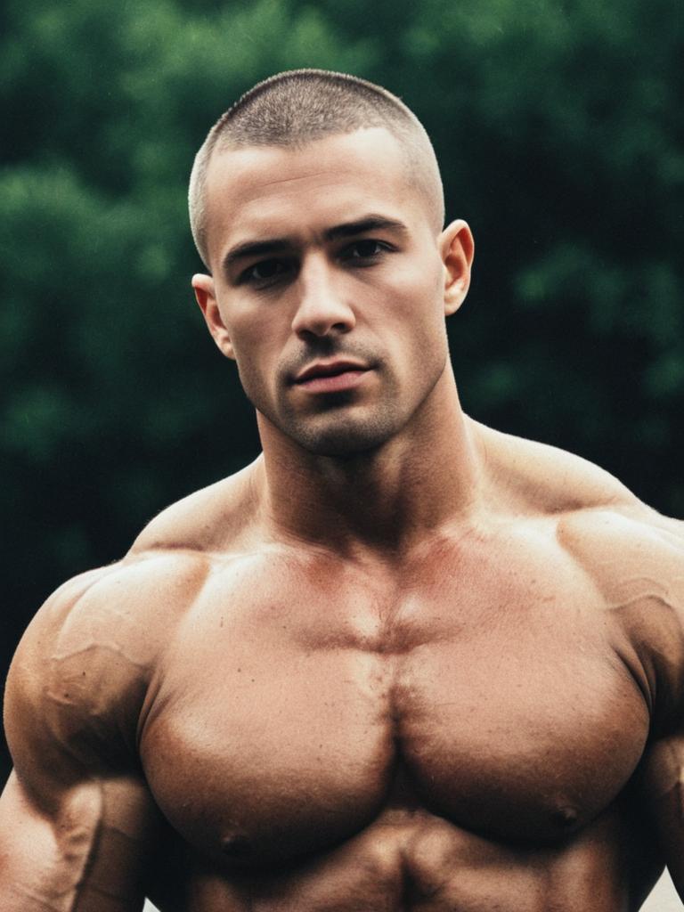 Muscular Man Posing Confidently