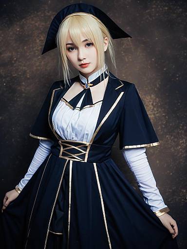 Darkness Konosuba Anime Cosplay Woman in Navy and Gold Costume