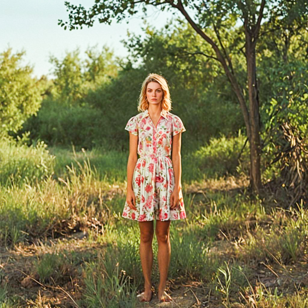 Woman in Blooming Summer Dress