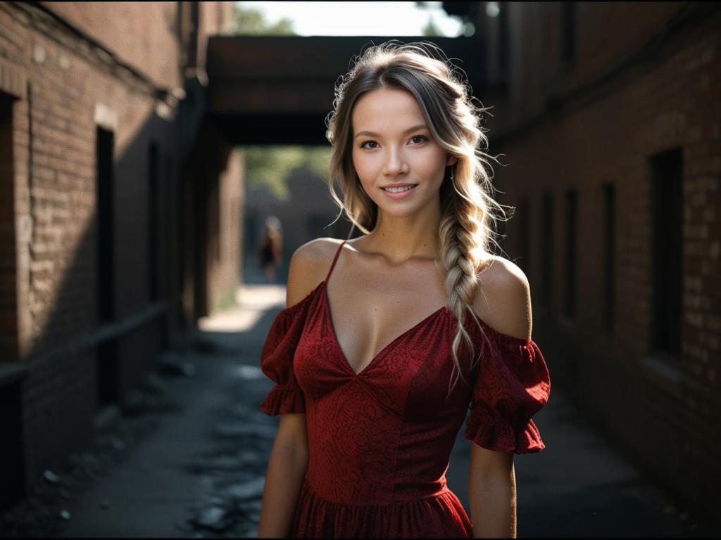 Confident Young Woman in a Red Dress