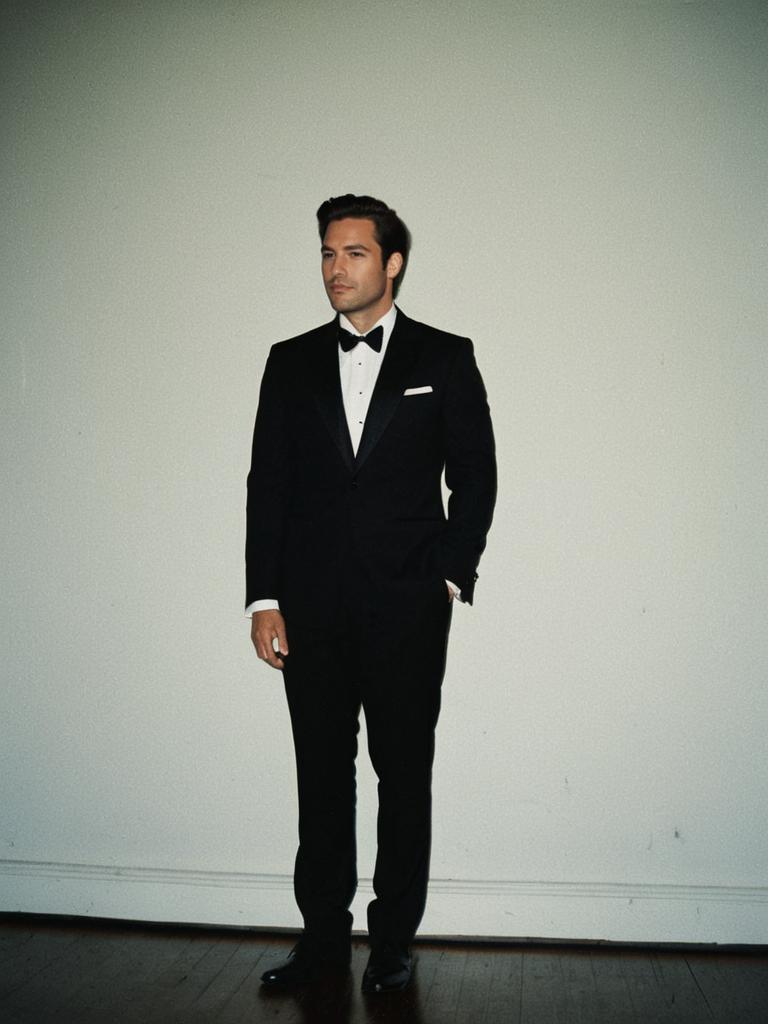 Man in Wedding Tuxedo Cinematic Realism Dramatic Editorial Style