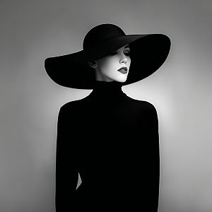 High-Contrast Black and White Fashion Portrait