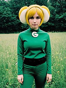 Realistic Woman Cosplay of Buttercup from Powerpuff Girls in Green Costume