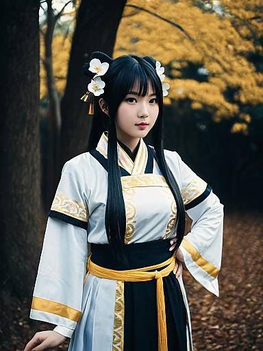 Realistic Photo of Woman in Yunyun Cosplay Costume Outdoors