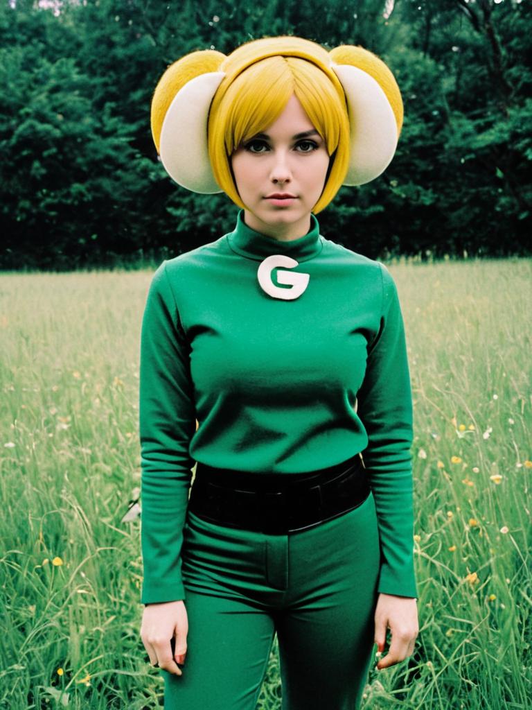 Realistic Woman Cosplay of Buttercup from Powerpuff Girls in Green Costume