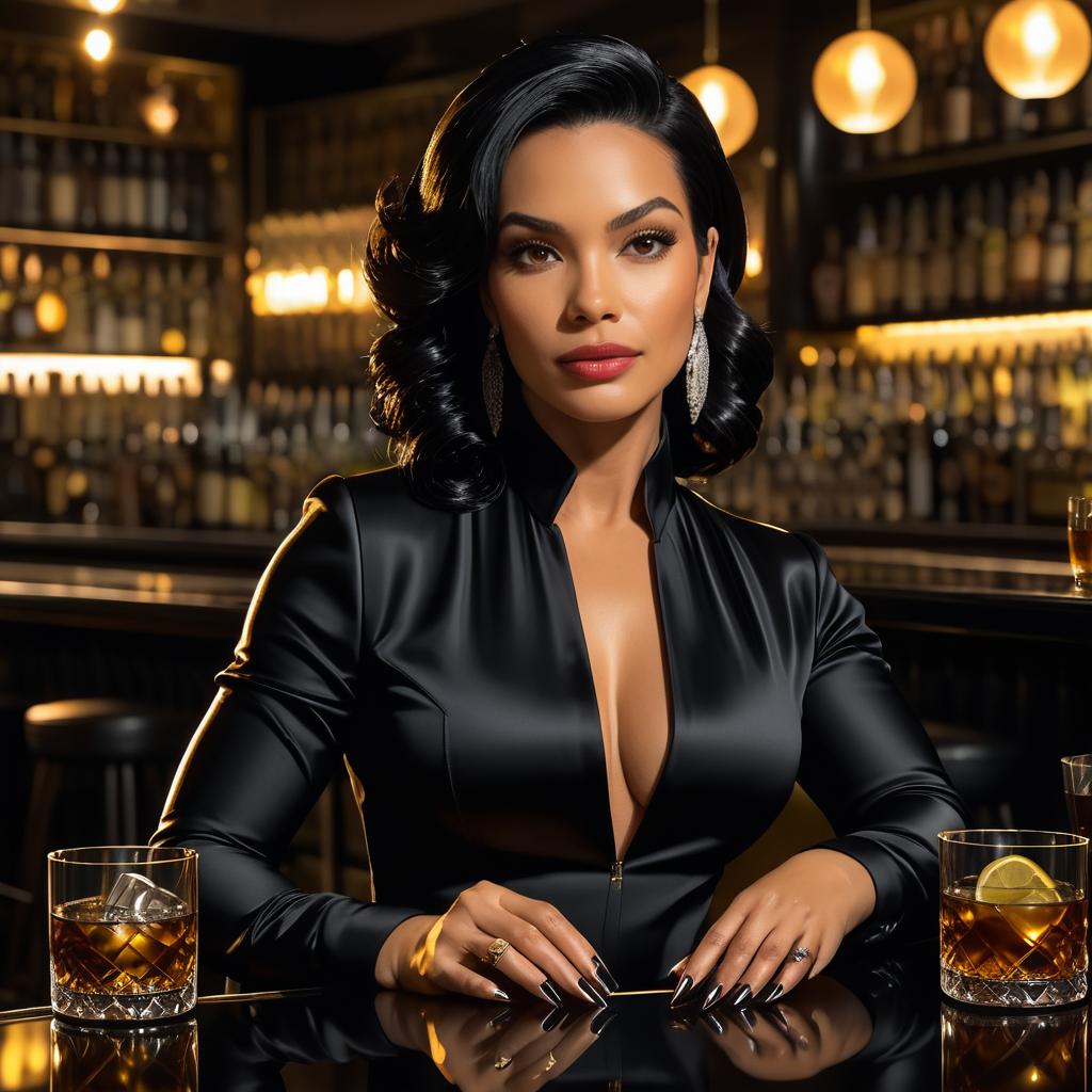 Confident Woman at Elegant Bar