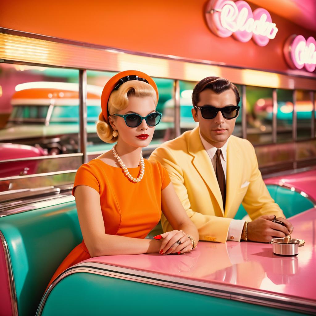 Stylish couple in retro diner