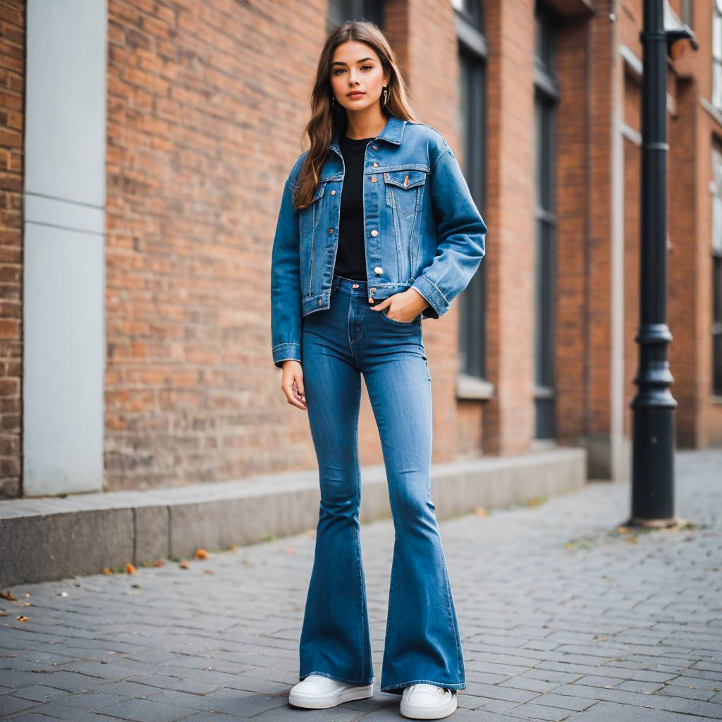 Stylish Woman in Denim on Urban Street