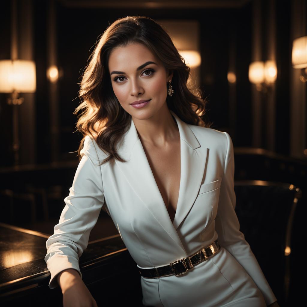 Confident Woman in Tailored White Suit