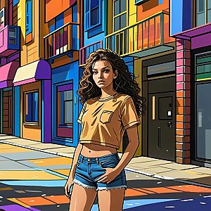 Confident Young Woman in Urban Street