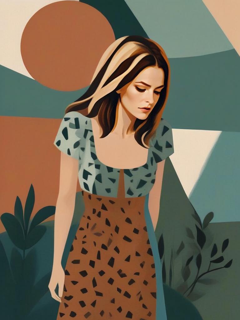 Stylish Woman in Abstract Warm Colors Stylish Woman in Abstract Warm Colors