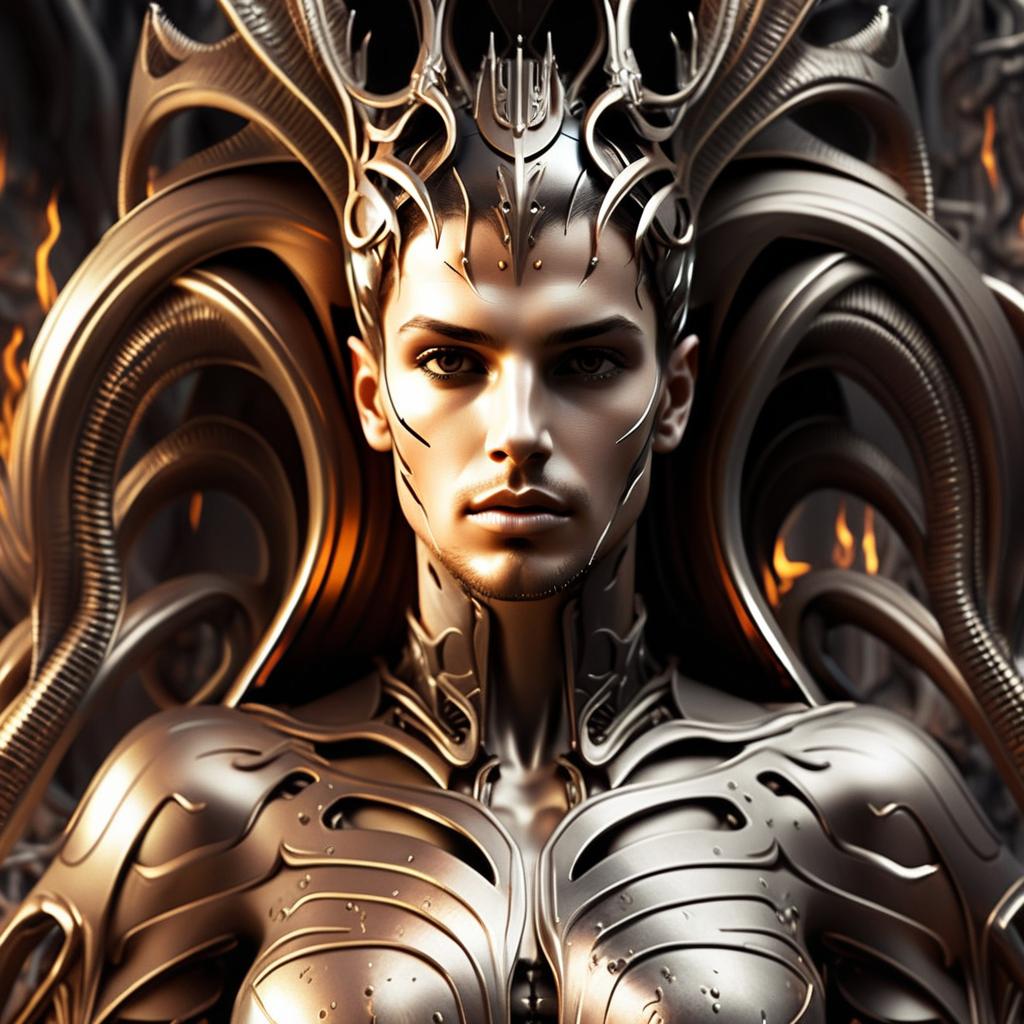 Futuristic Man in Biomechanical Armor Futuristic Man in Biomechanical Armor