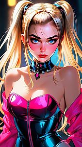 Confident Young Woman in Corset with Twin Tails