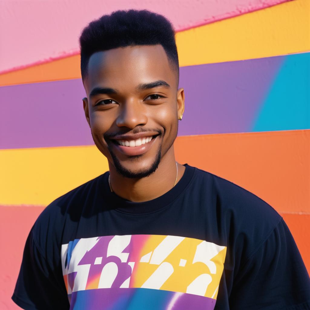 Confident Young Man Against Colorful Wall