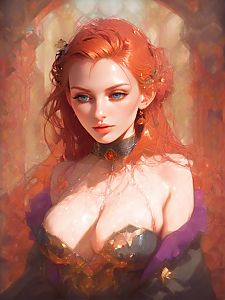 Red-haired woman in fantasy armor