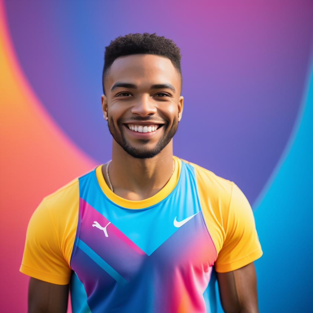 Cheerful Young Man in Colorful Athletic Outfit