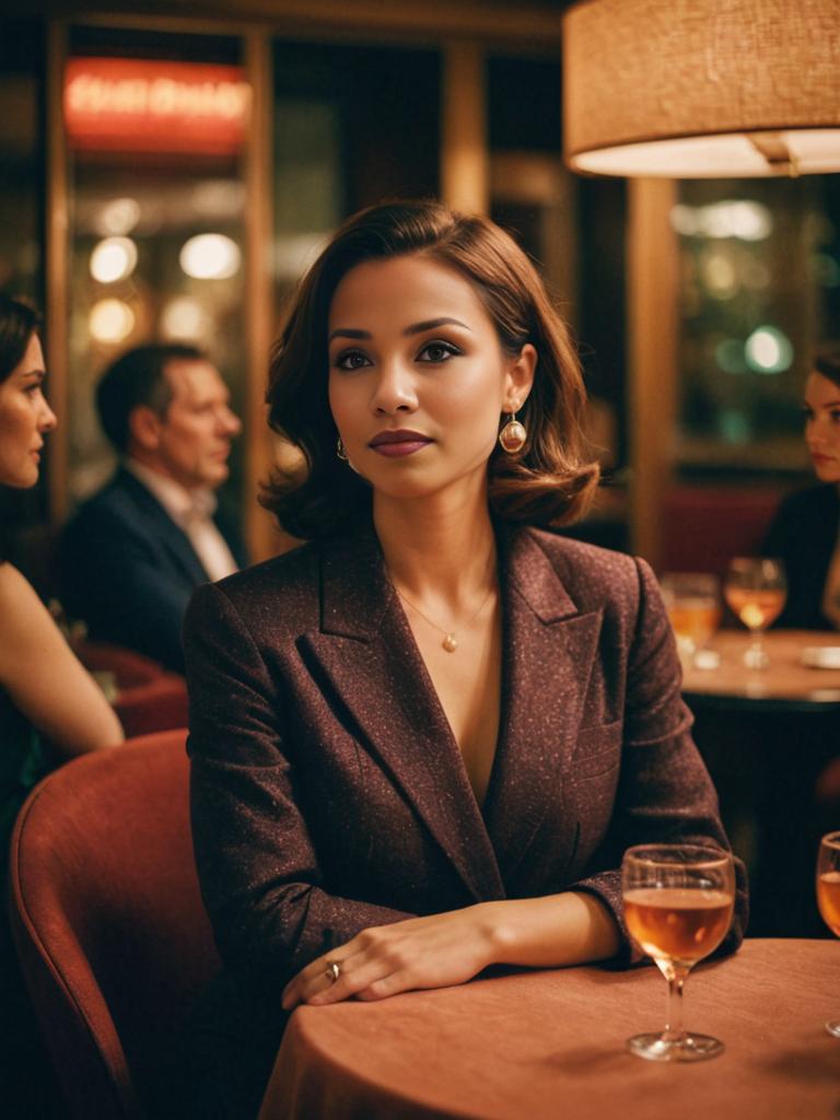 Elegant Woman in Shimmering Outfit for Date Night