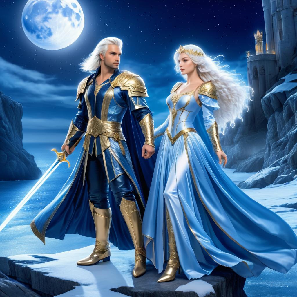 Noble Couple on Moonlit Cliff