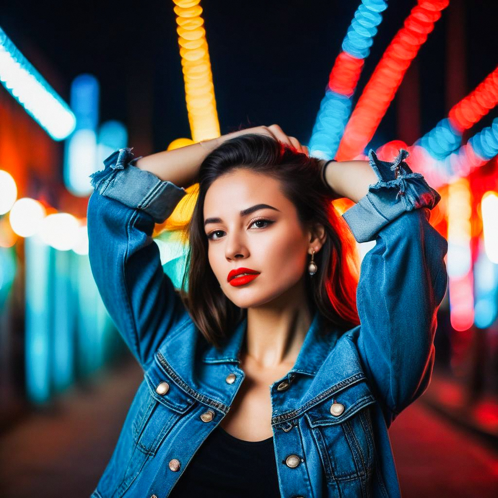 Confident Woman in Neon Urban Night