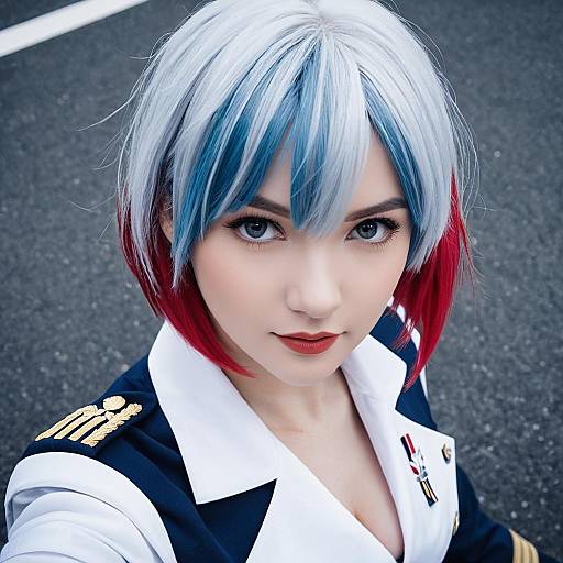 Admiral Graf Spee Azur Lane Cosplay Portrait with Tricolor Hair