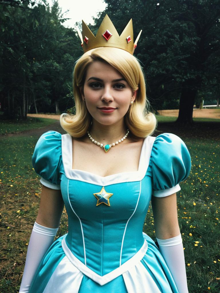 Princess Rosalina Costume Woman in Blue Gown and Crown