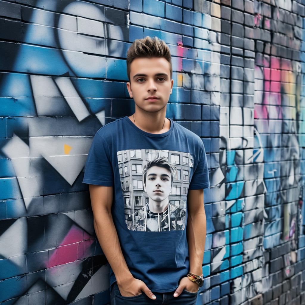 Stylish Young Man Against Graffiti Wall