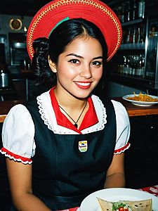 Mexican Waitress Costume Young Woman in Traditional Outfit