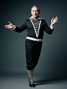 Man in One-Legged Striped Costume Photorealistic Detailed Studio Portrait