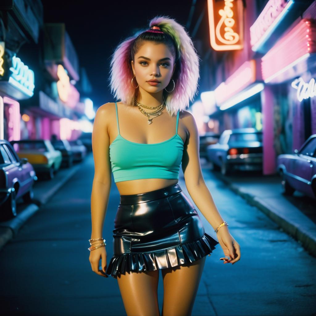 Confident Woman in Neon Lights