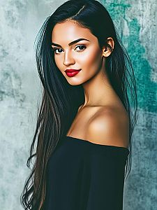 Elegant Woman Portrait with Red Lips