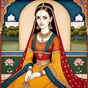 Regal Woman in Traditional South Asian Attire
