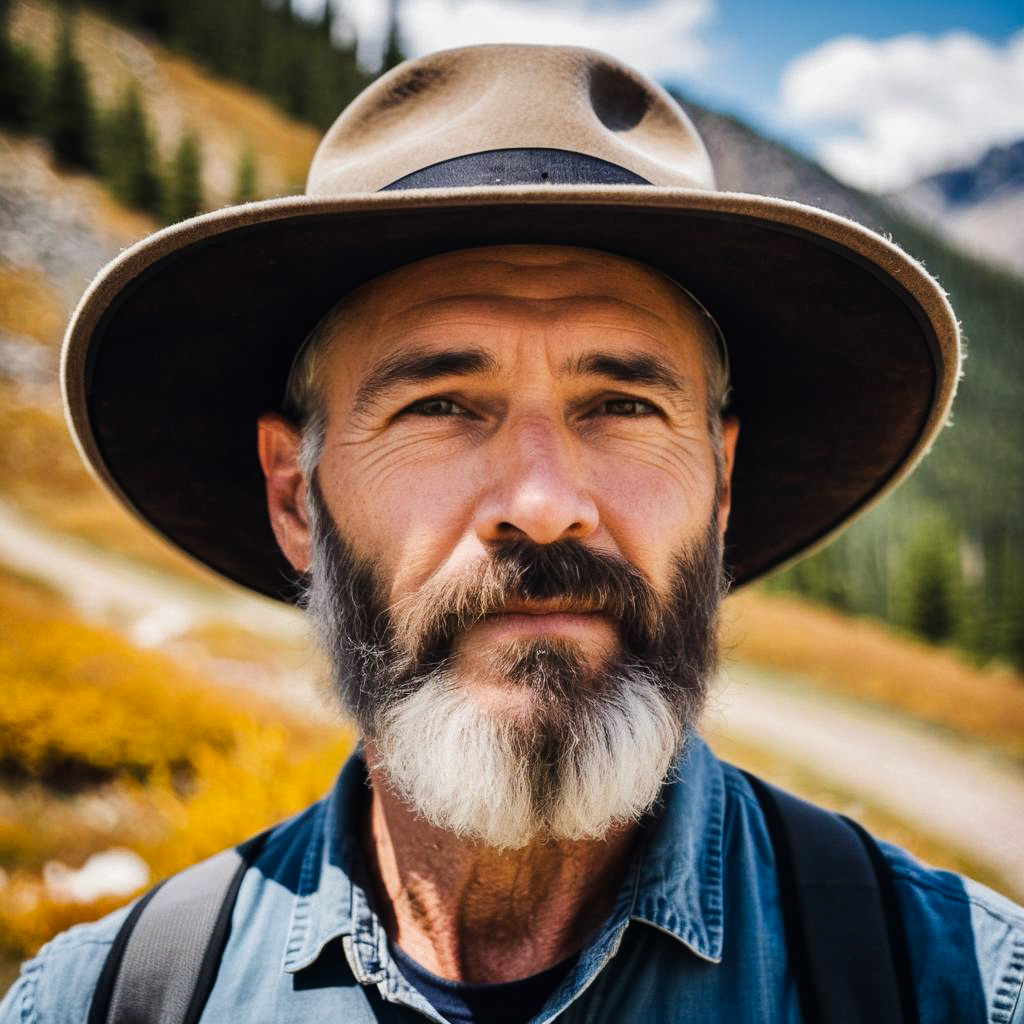 Mature Man in Autumn Mountains