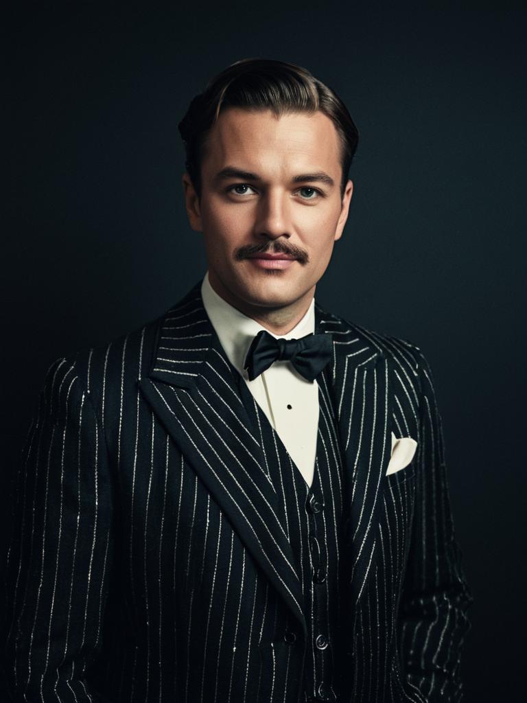 Man in Gatsby Party Costume Photorealistic Studio Portrait