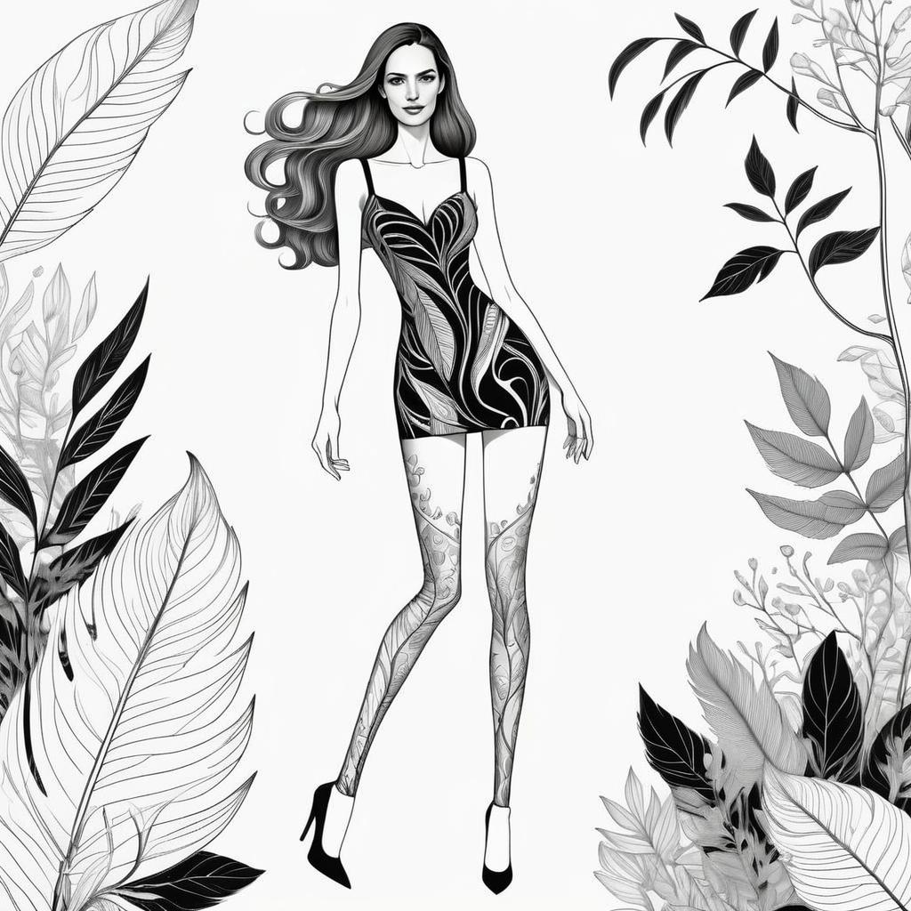 Elegant Black and White Fashion Illustration Elegant Black and White Fashion Illustration