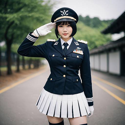 Akitsu Maru Kai Kantai Collection Cosplay Woman in Naval Officer Uniform