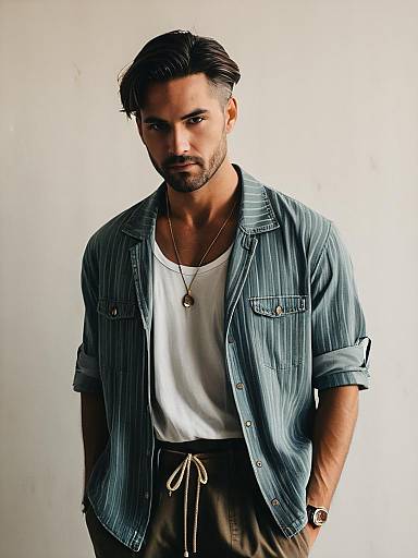 Man in Summer Casual Costume with Cinematic Realism Lifestyle Editorial Look