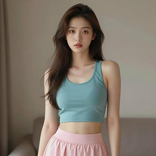 Gen Z Woman in Casual Chic Outfit Indoor Portrait