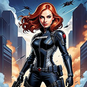 Confident Woman in Tactical Suit in Futuristic City Under Attack