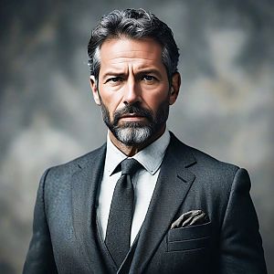 Distinguished Mature Man in Dark Suit