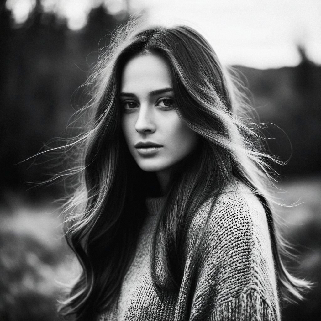 Black and White Portrait of a Young Woman