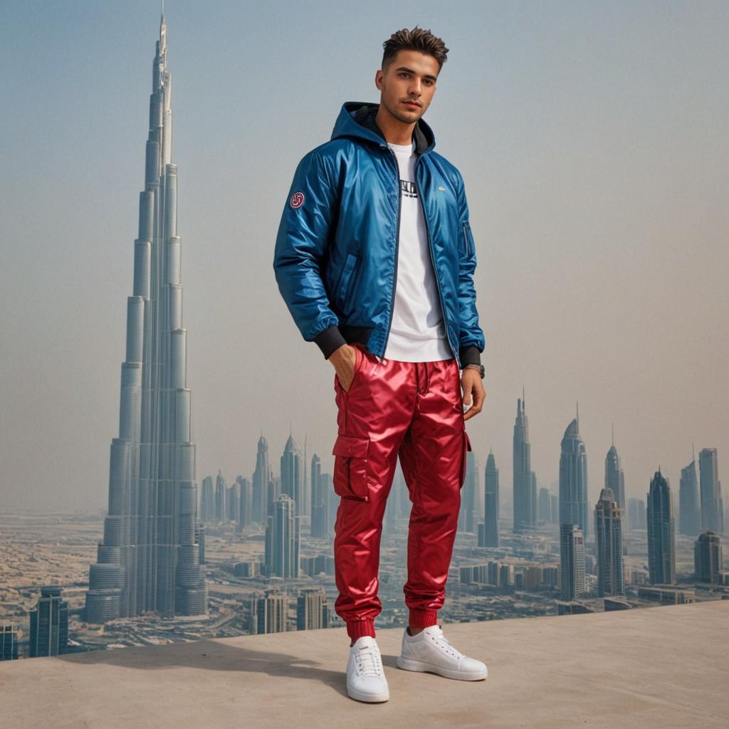 Stylish Man in Front of Burj Khalifa