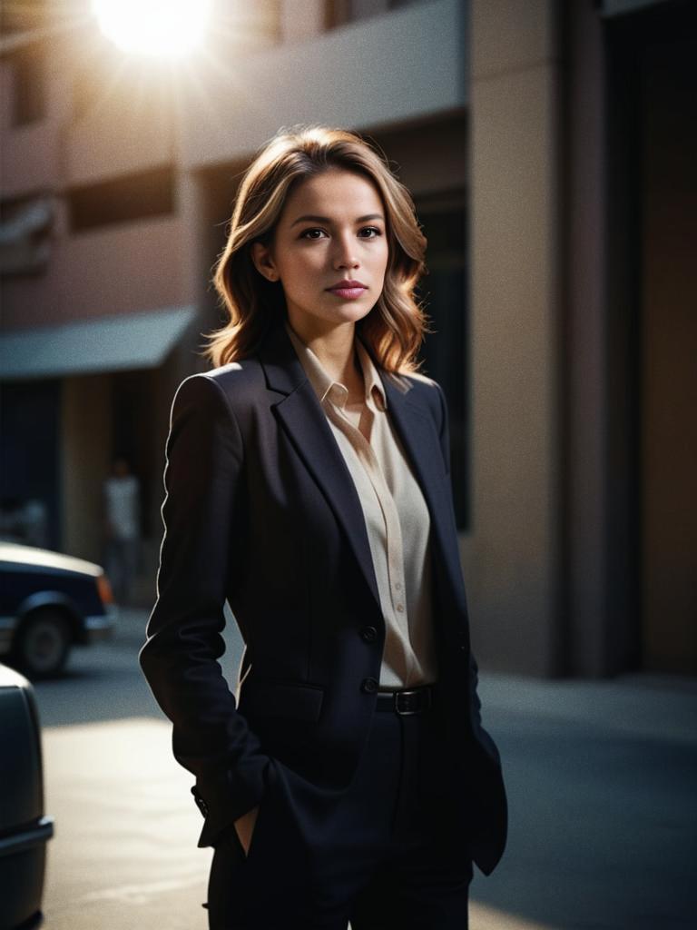 Confident Woman in Chic Suit - Urban Scene